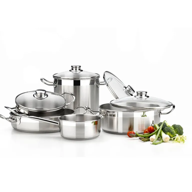 Batería de cocina 9 piezas con rustidera acero inoxidable sin antiadhe