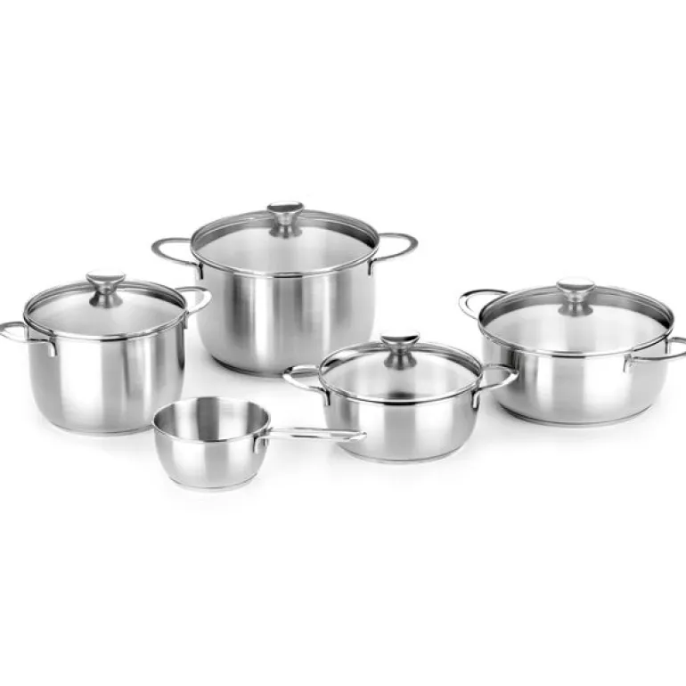 Batería de cocina 9 piezas acero inoxidable sin antiadherente Ancora