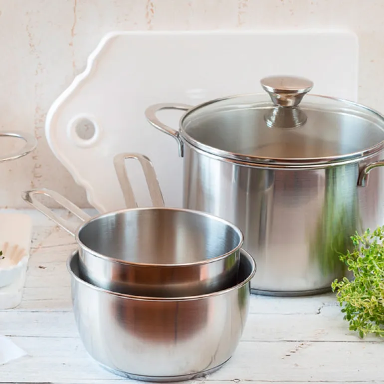 Batería de cocina 9 piezas acero inoxidable sin antiadherente Ancora