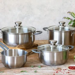 Bateria de cocina 7 piezas acero inoxidable sin antiadherente Master B