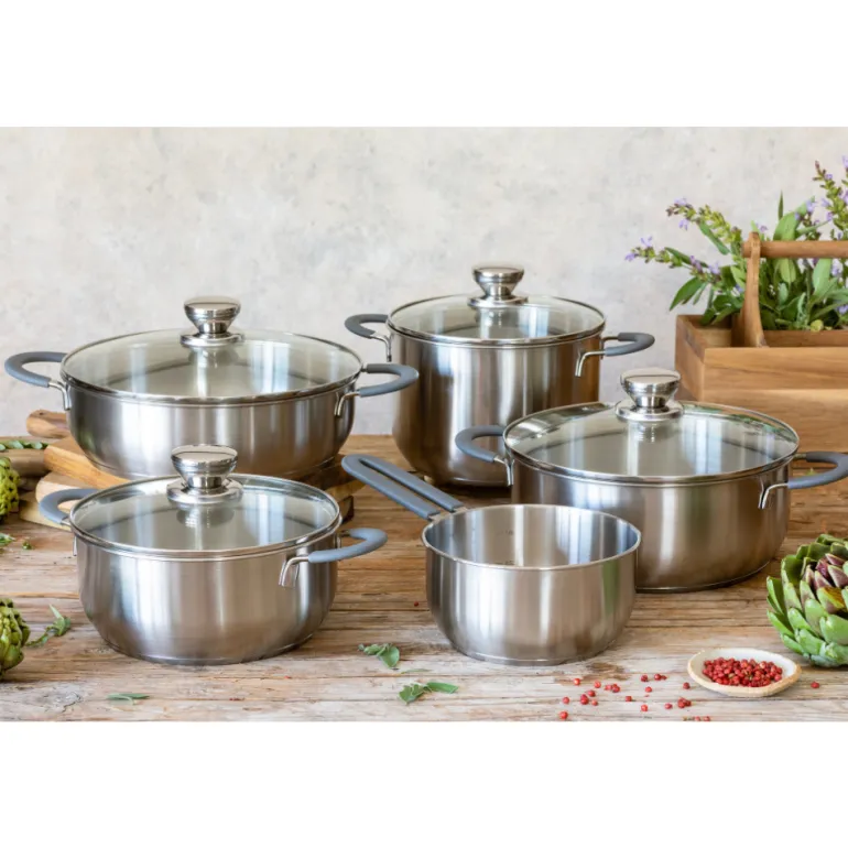Bateria de cocina 7 piezas acero inoxidable sin antiadherente Master B