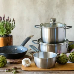 Olla con tapa acero inoxidable sin antiadherente Master