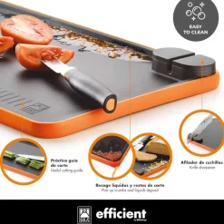 Set de 3 cuchillos Efficient con tabla para cortar